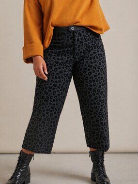 Anthropologie NEW Maeve Eve Ponte Wide Leg Animal Print Cropped Pants SZ 26 26W
